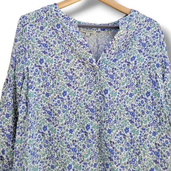 Anne Carson women's floral 3/4 Sleeves VNeck Blouse  - small - Picture 2 of 7